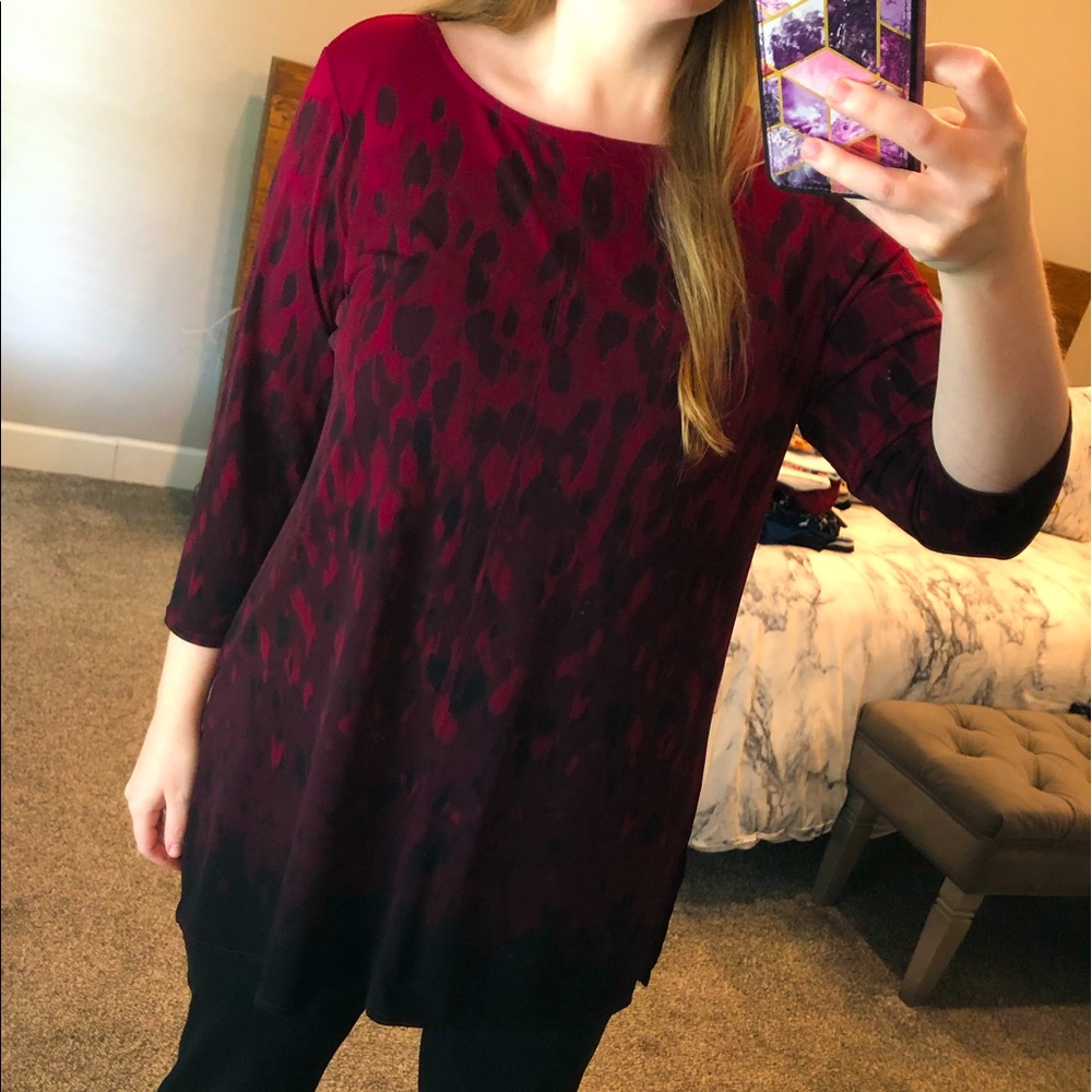 Alfani Boat-Neck 3/4 Sleeve Printed Tunic - Size XL